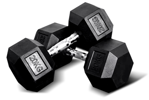 Hexagonal rubber dumbbell